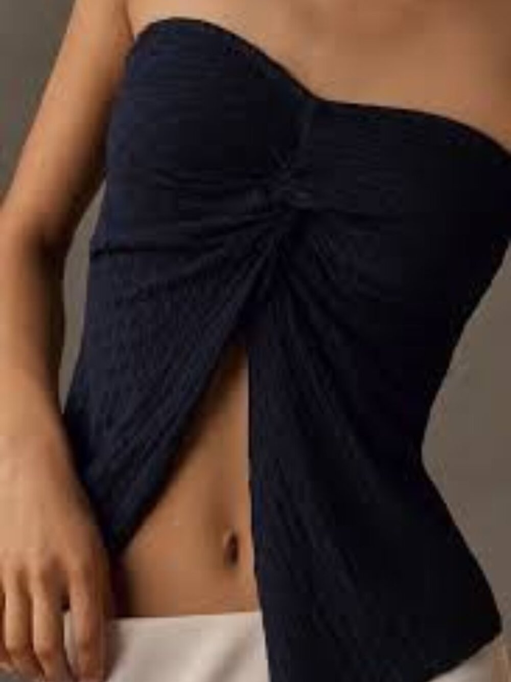by Anthropologie Strapless Twist-Front Top : Small